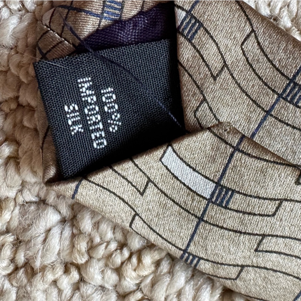 Arrow Vintage Tan Black And White Silk Geometric … - image 6